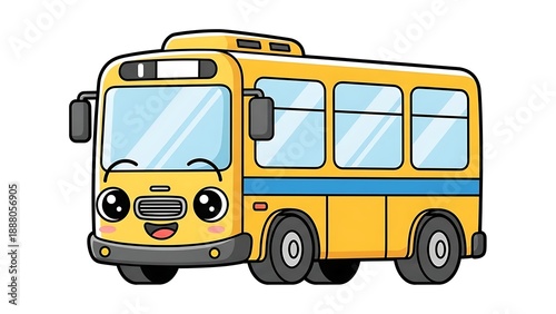 Yellow school bus cartoon illustration.
