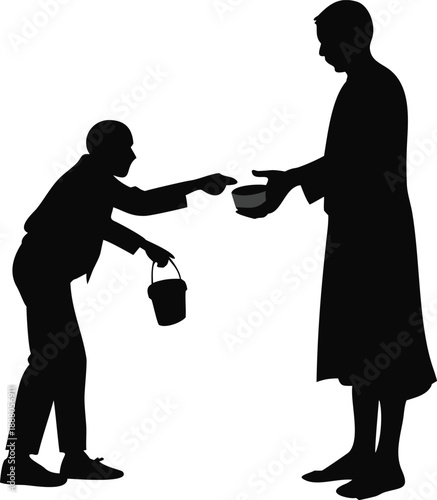 Man Giving Charity To A Poor Person Silhouette
