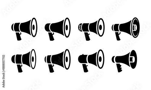 Minimal Megaphone Icons Black Flat Vector Set illustration, easily editable.