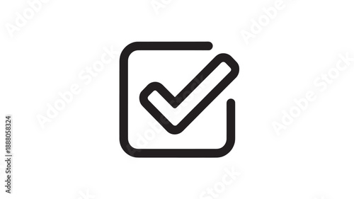 Checkmark icon in minimalist design with black color on white background for user interface