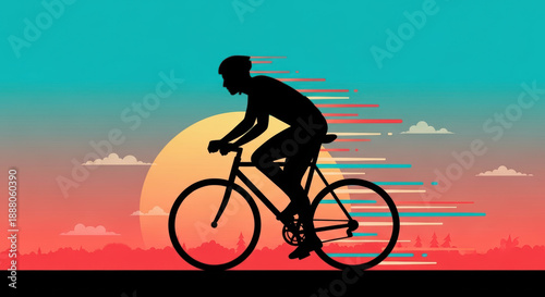 Wallpaper Mural Cyclist Riding at Sunset Torontodigital.ca