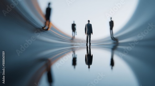 Wallpaper Mural Corporate Vision & Leadership: Representing a leader standing firm amidst a rapidly changing or "warped" industry landscape. Torontodigital.ca