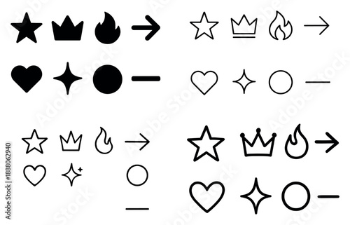 Mixed black and white symbols collection