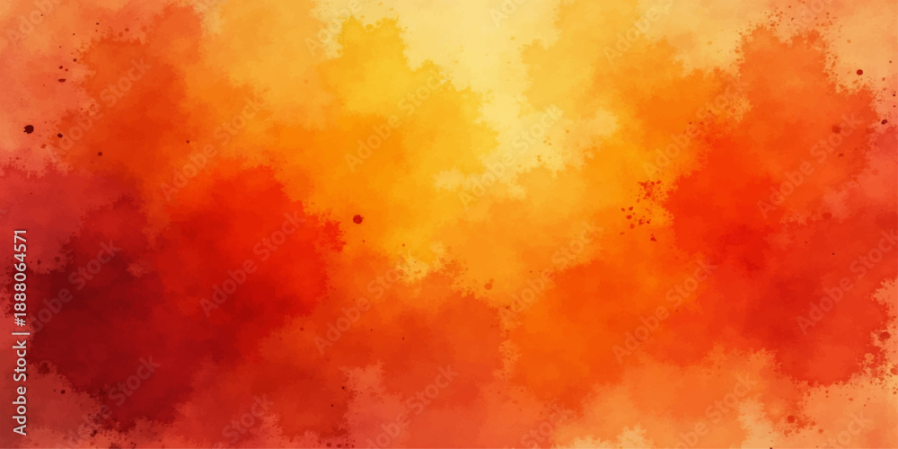 Fototapeta premium Abstract watercolor grunge background with paint strokes of fiery orange and yellow flame textures depicting a hot inferno with smoke and light in an artistic paper design
