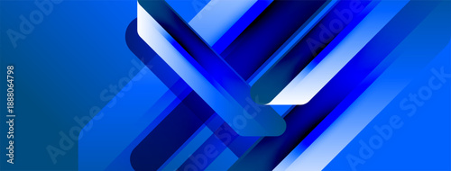 Abstract geometric design. Blue shades create dynamic lines, angles, modern aesthetic. Minimalist composition, sleek visual impact.