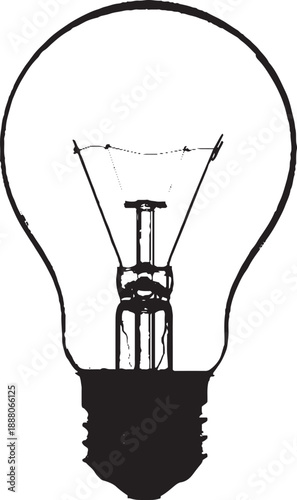 Silhouette of an incandescent light bulb with filament