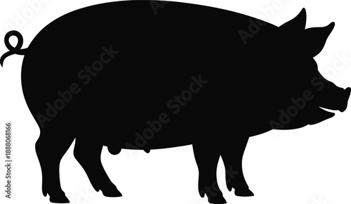 pig silhouette animal farm livestock pork hog boar black shape isolated illustration icon