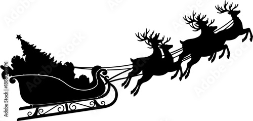 A black and white silhouette of a bird's nest filled with decorated Easter eggs and twigs