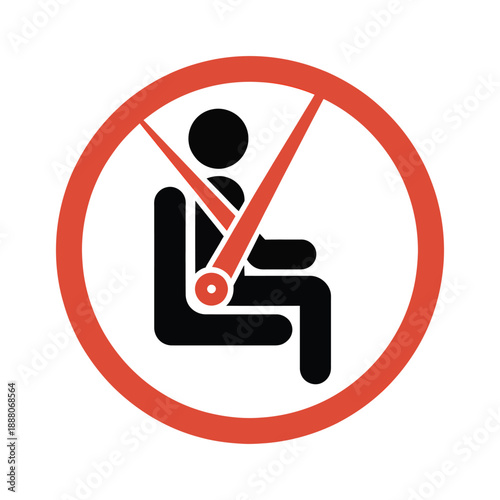 Restricted passenger seating icon with prohibition circle and person figure for transportation safety guidelines in public transit