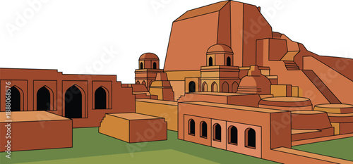 Nalanda Mahavihara ruins ancient buddhist university famous archaeological site Bihar India unesco world heritage history landmark tourism brick stupa architecture.