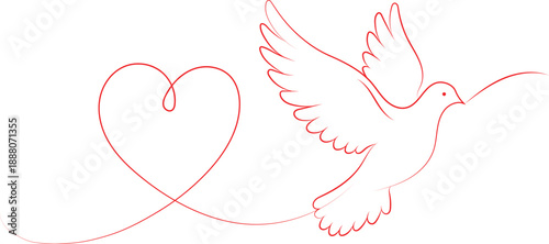 Valentine's day love heart bird flying romance