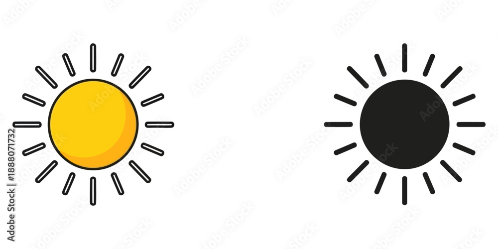 Fototapeta premium Sun and moon icons in modern flat design style