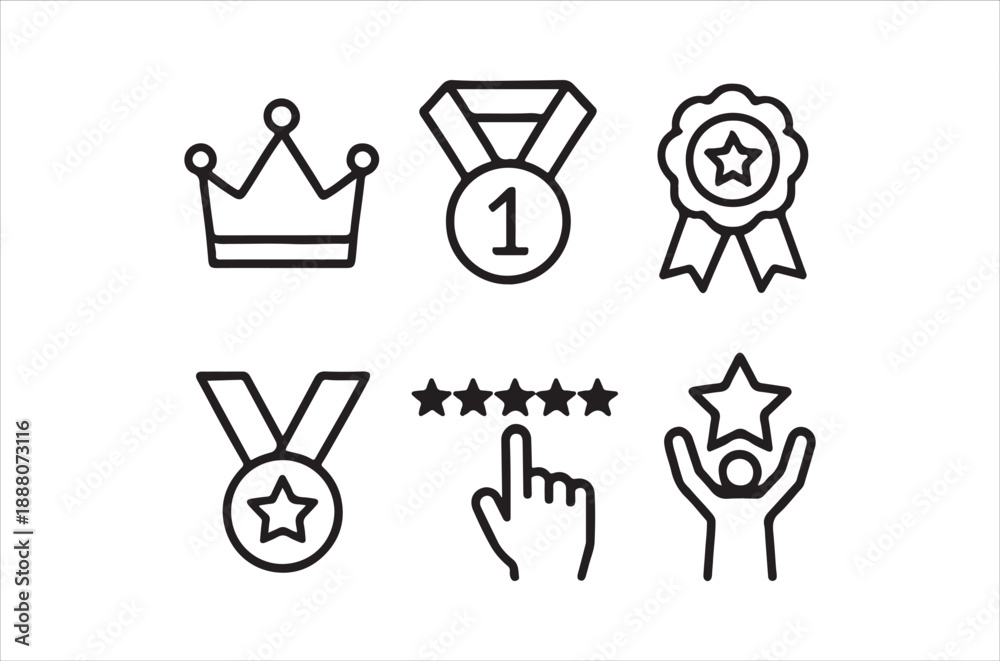 Obraz premium Illustrations of awards achievements and recognition symbols in a minimalist style