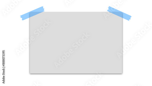 Sticky reminder note attached to the wall with transparent scotch tape. Blank post note paper for writing message, goal, plan or idea. White sheet for notes. Vector illustration.