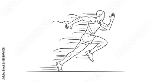 speed runner illustration showing a focused male athlete in dynamic motion representing athletic performance determination and energy for sport concepts