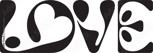 Black and white abstract love word text