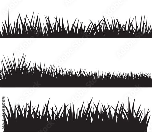 grass silhouette blade lawn border vector strip for design use