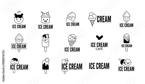 Modern ice cream logo design templates with playful and abstract concepts