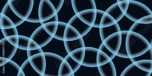 Abstract Texture Seamless Pattern Background. Abstract background with blue circles design. Featuring Colorful Overlaying Glowing Bubbles with a Gradient Effect on a Dark Background.