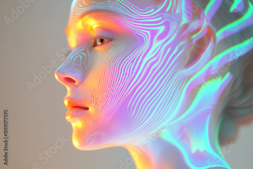 Glowing human figure made of golden light fire particles in darkness showing abstract ethereal beauty and dreamlike energy, generative ai
