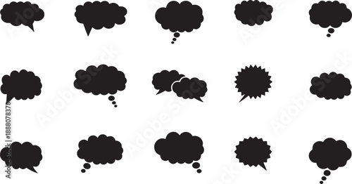 Set of twelve abstract ink splatter shapes isolated on transparent background