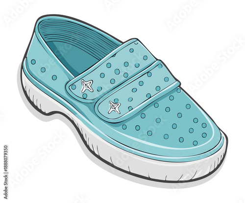 Blue orthopedic style walking shoes for comfortable summer travel and active lifestyle Graphic Asset