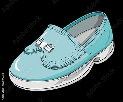 Light blue loafers with bow detail for comfortable summer footwear and casual Graphic Asset