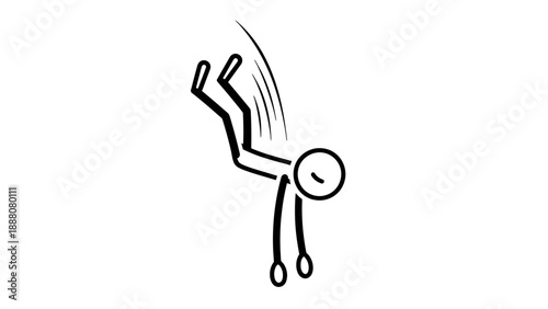 Simple stick figure character falling down with motion lines.