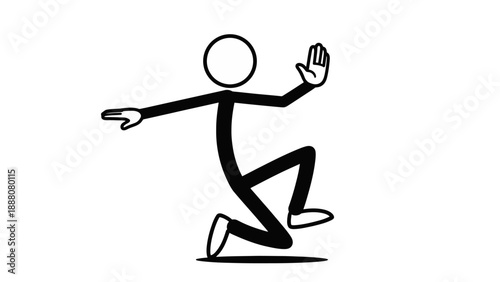 Simple stick figure slipping on the floor.