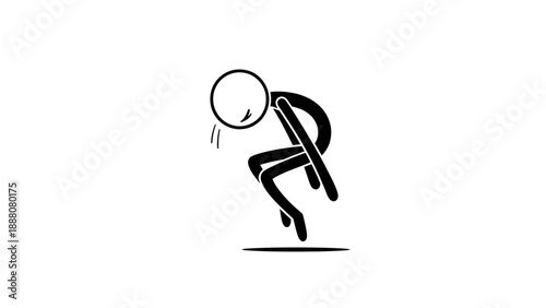 Simple black and white illustration of a person bending over to look through a magnifying glass.