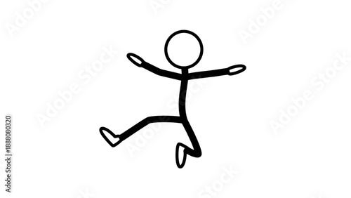 Simple stick figure illustration of a person jumping in mid-air.