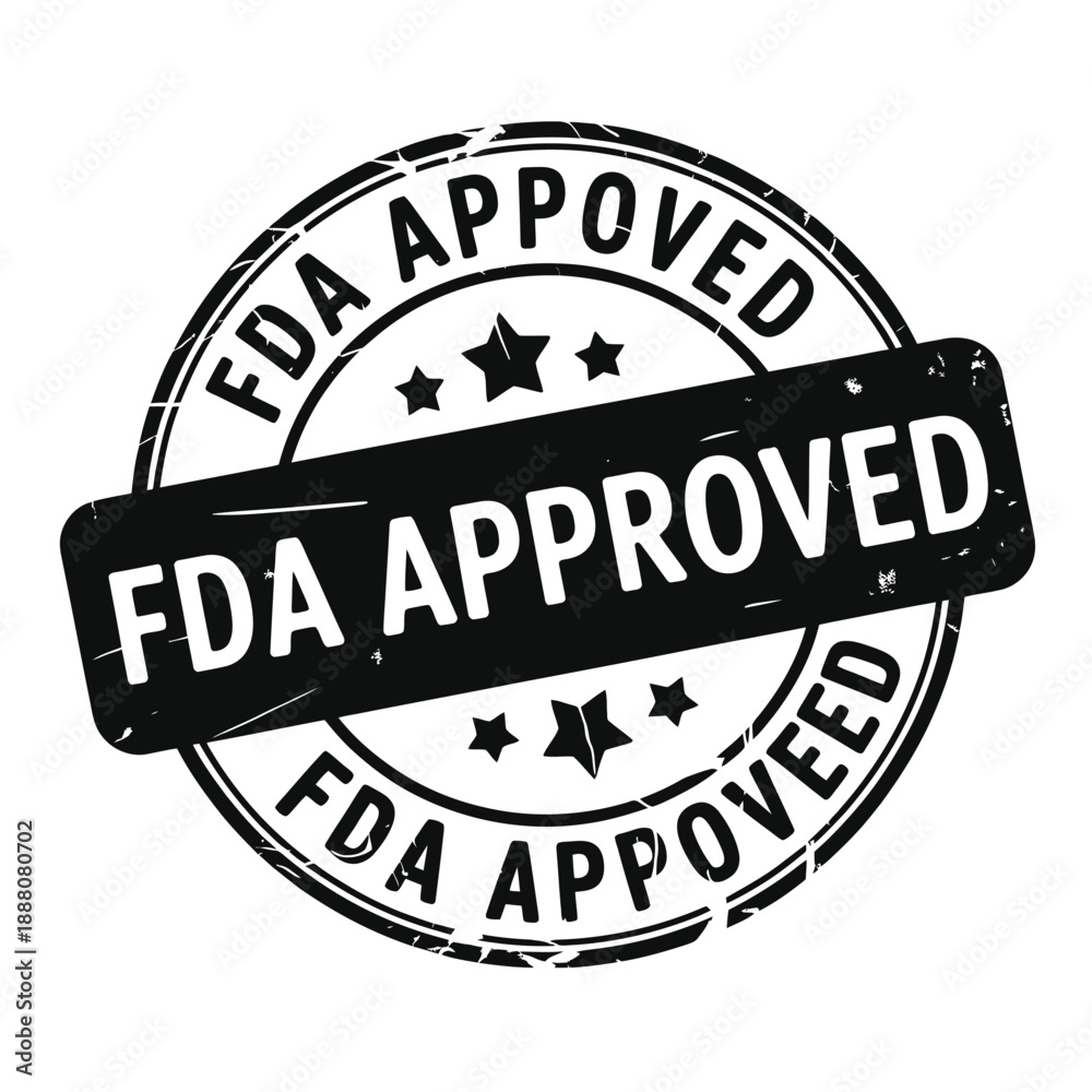 Obraz premium Circular fda approved stamp with black and white design elements