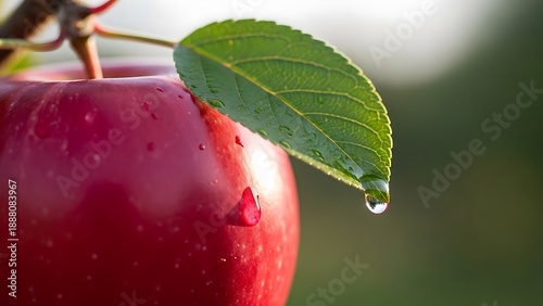 red apple in water