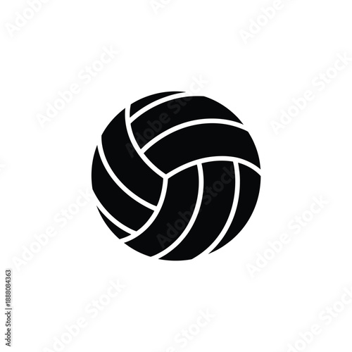 A simple black and white illustration of a classic volleyball