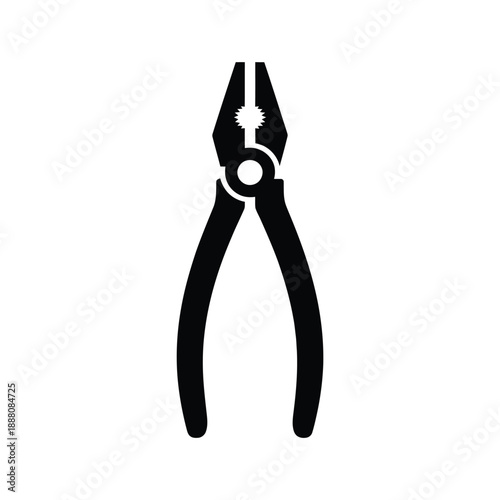 Black silhouette of combination pliers on a plain white background