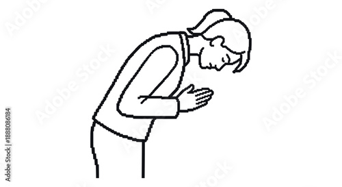 bowing person gesture showing respect and humility for business etiquette cultural greetings appreciation and apology concepts