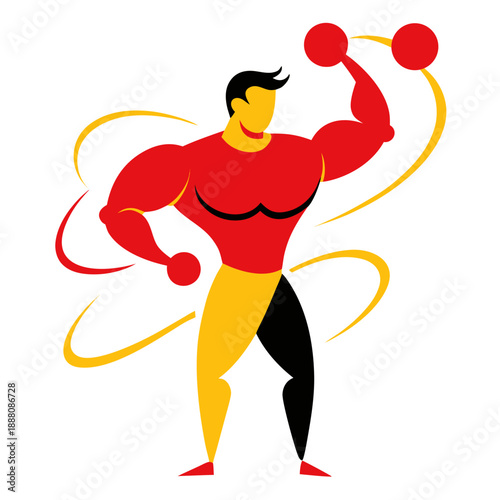 Strong man lifting weights