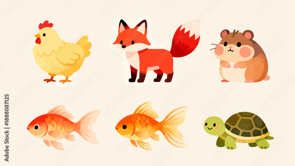 Fototapeta premium Cute animal illustrations