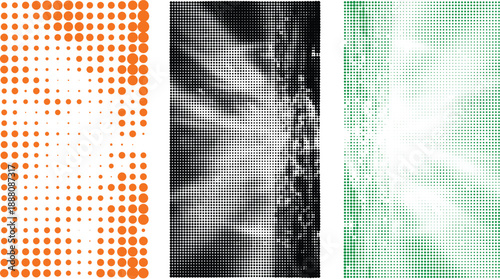 Vibrant abstract backgrounds with dots and halftone effects