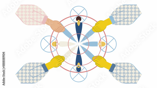 Diverse business team joining hands in unity