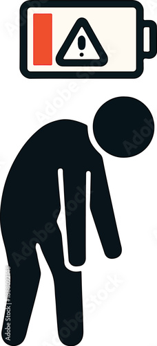 PrintFeeling drained and tired with a low battery warning indicating extreme exhaustion