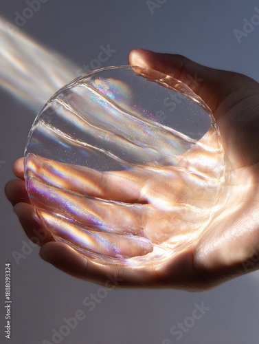 Wallpaper Mural Transparent Serum Texture in Hand with Abstract Light Reflection Torontodigital.ca