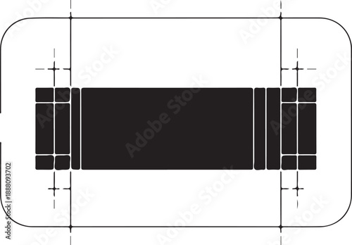 Cricket Ground Pitch and Field Marking Layout Plan Technical Vector Silhouette