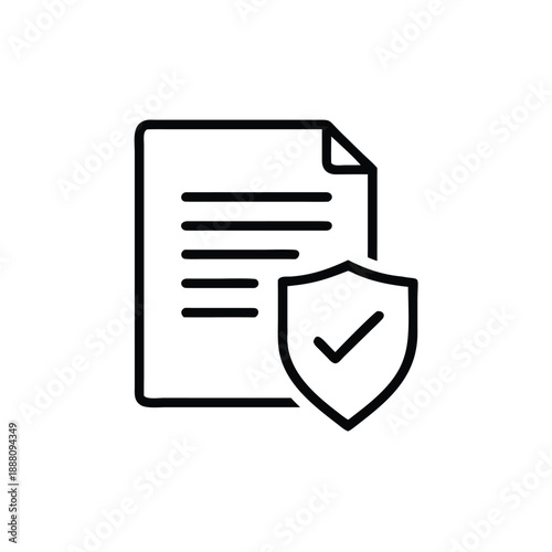 Insurance Policy Document With Shield And Checkmark