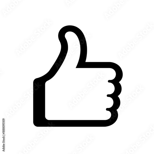 Minimalist black and white thumbs up icon symbolizing approval positive feedback like gesture and endorsement hand illustration flat vector design