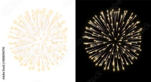 Festive fireworks on a transparent background. New Year's Eve, Christmas.	