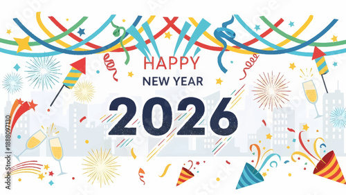 Happy New Year 2026 Celebration Design.