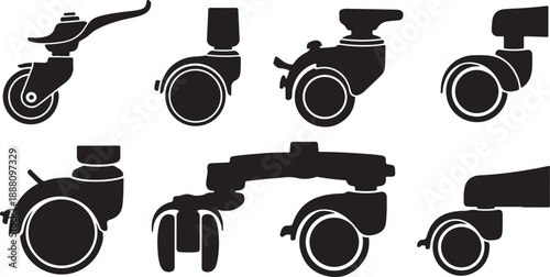 Various Wheelchair Silhouettes on White Background Illustration Set