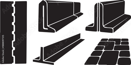 Black and white illustration of various brick wall sections