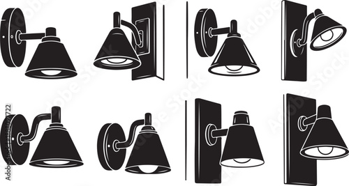 Collection of wall mounted lamps in various positions shown